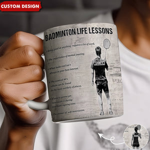 Personalized Badminton Life Lessons Mug-Gift For Badminton Lovers