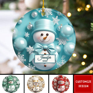 Personalized Colorful Snowman Christmas Ceramic Ornament-2024 New Release