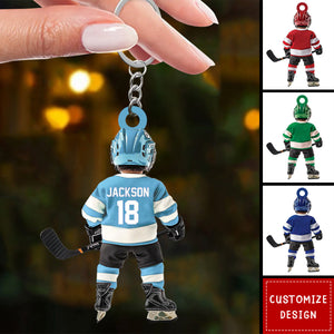 Personalized Hockey Christmas Keychain Gifts For Hockey Lover
