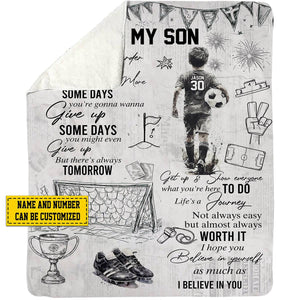 Personalized Soccer Kid Fleece Blanket - Gift For Son,Grandson Soccer Lovers