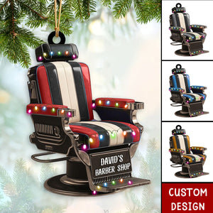 Personalized Barber Shop Chair Christmas Ornament - 2024 New Release