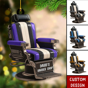 Personalized Barber Shop Chair Christmas Ornament - 2024 New Release