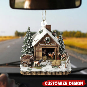 Personalized Horse Barn Car Ornament - Gifts For Horse Lover