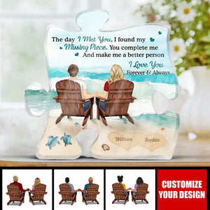 Couple Holding Hands I Found My Missing Piece - Personalized Puzzle Shaped Acrylic Plaque