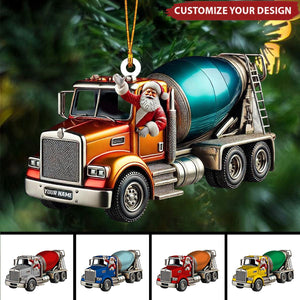 Personalized Cement Mixer Santa Ornament - 2024 New Release Unique Holiday Gift for Construction Fans