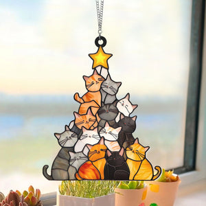 Cat Christmas Window Hanging Suncatcher Gift For Cat Lovers