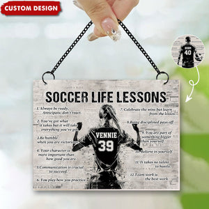 Personalized Soccer Life Lessons Suncatcher Ornament - Gift For Soccer Lovers