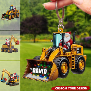 Personalized Santa on The Excavator Keychain, 2024 New Release Gifts For Kids