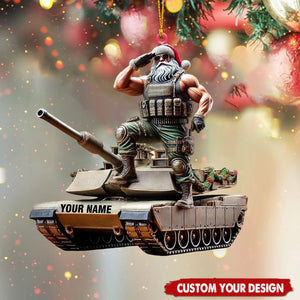Personalized Military Santa Tank Car Ornament - 2024 New Release
