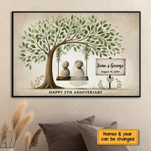 Personalized Wedding Pebble Mr & Mrs Pebble Art The Day We Got Married Poster