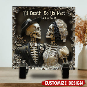 Til Death Do Us Part - Personalized Couple Square Shaped Stone With Stand - Anniversary Gift For Husband,Wife