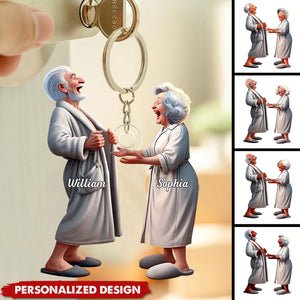 Funny Old Couple-Personalized Keychain-Gifts For Couple