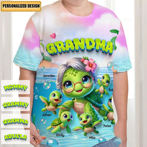 Cute Turtle-Personalized T-Shirt-Gift For Grandma