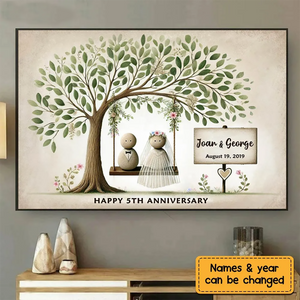 Personalized Wedding Pebble Mr & Mrs Pebble Art The Day We Got Married Poster