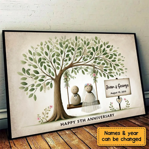 Personalized Wedding Pebble Mr & Mrs Pebble Art The Day We Got Married Poster