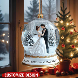 Personalized Our First Christmas Married Ornament Gift for Newlywed Couple-2024 New Release