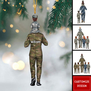 Personalized Military Dad And Kid Ornament - Gift For Family - 2024 New Release