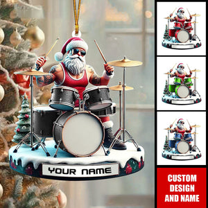 Personalized Drummer Santa Christmas Ornament - Gift For Drummer - 2024 New Release