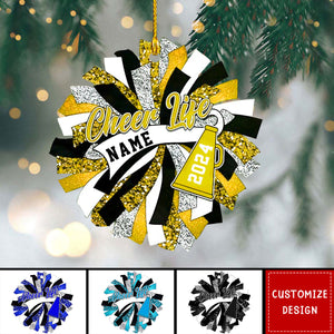 Personalized Cheerleading Pom pom Girl Christmas Ornaments