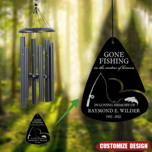 Personalized Fishing in Heaven Memorial Wind Chime