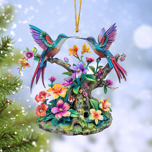 Vibrant Hummingbirds-Personalized Ornament-Gift For Family And Friends