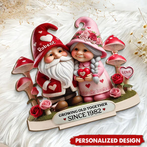 Mushroom Old Couple-Personalized Wooden Standing-Valentine's Day Gift for him,her