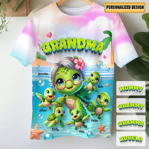 Cute Turtle-Personalized T-Shirt-Gift For Grandma