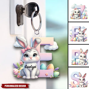 Cute Easter Bunny Gradient-Personalized Keychain-Gift for Kids