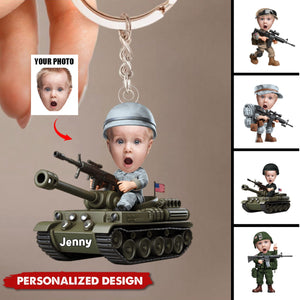 Custom Photo Gifts For Military Kid Keychain