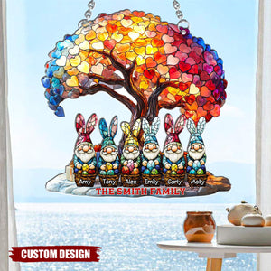 Happy Easter - Personalized Family Window Hanging Suncatcher Ornament