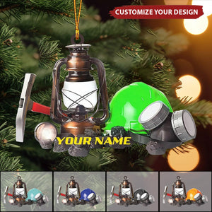 Personalized Miner Helmet and Lantern Christmas Ornament Gift For miner - 2024 New Release