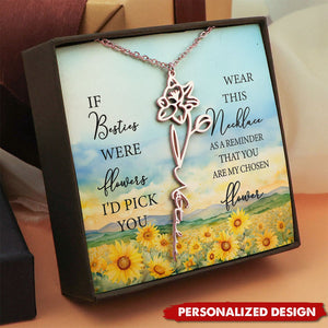 Birth Flower For Friends,Daughter-Personalized Name Necklace
