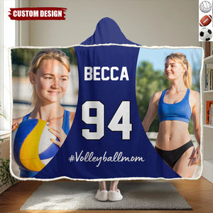 Personalized Photo Wearable Blanket Hoodie - Gift For Football,Soccer,Volleyball Lovers