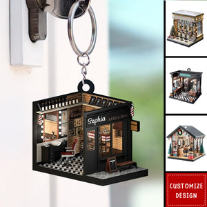 Personalized Barber Shop Keychain - Gift For Barber - 2024 New Release