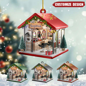Personalized Hair Salon Christmas Acrylic Ornament - Gift For Hairdresser - 2024 New Release