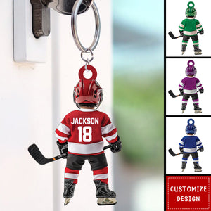 Personalized Hockey Christmas Keychain Gifts For Hockey Lover