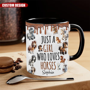 Just A Girl Who Loves Horses- Personalized Horse Accent Mug