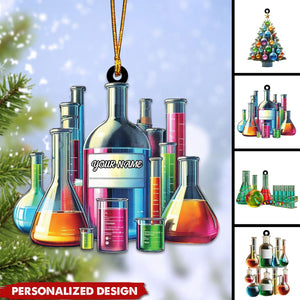 Personalized Chemistry Flask Christmas Ornament, Gift for Scientist, Science Teacher-2024 New Release