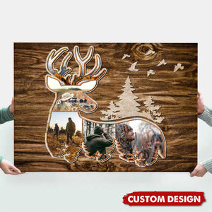 Personalized Deer Photo Collage Poster, Hunting Gifts For Deer Hunters