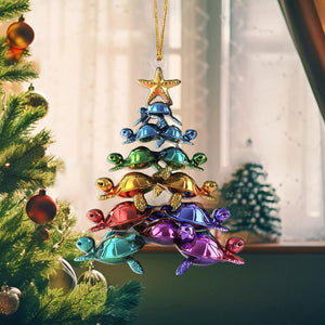 Colorful Sea Turtles Christmas Tree Ornament-2024 New Release
