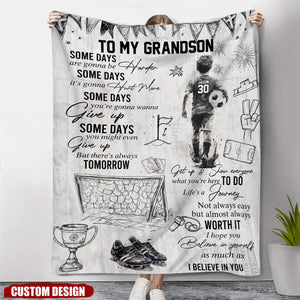Personalized Soccer Kid Fleece Blanket - Gift For Son,Grandson Soccer Lovers
