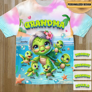 Cute Turtle-Personalized T-Shirt-Gift For Grandma