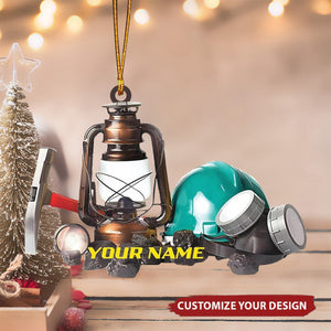 Personalized Miner Helmet and Lantern Christmas Ornament Gift For miner - 2024 New Release