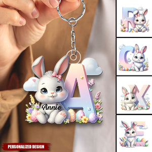 Cute Easter Bunny Gradient-Personalized Keychain-Gift for Kids