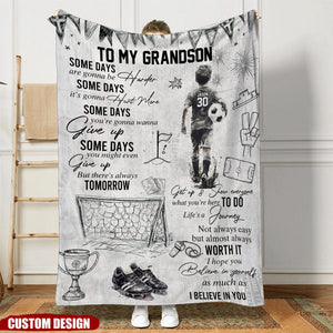 Personalized Soccer Kid Fleece Blanket - Gift For Son,Grandson Soccer Lovers