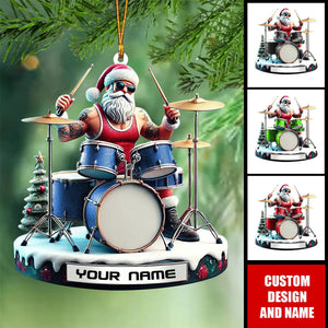 Personalized Drummer Santa Christmas Ornament - Gift For Drummer - 2024 New Release
