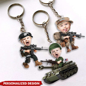 Custom Photo Gifts For Military Kid Keychain