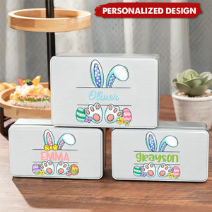 Cute Bunny Easter Eggs-Personalized Metal Biscuit Tin-Easter Gift for Kids