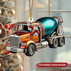 Personalized Cement Mixer Santa Ornament - 2024 New Release Unique Holiday Gift for Construction Fans