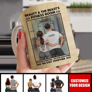 Gym Couple Beauty And The Beast's Training Center - Personalized Couple Coffee Mug